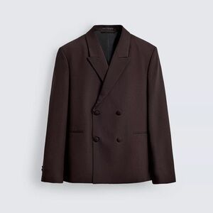 ZARA DOUBLE BREASTED BLAZER WITH WOOL